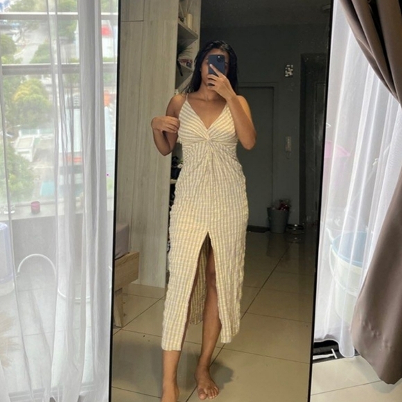 NWT Zara gingham wrap sexy midi dress sundress Medium Easter M 6 8 - Picture 5 of 14